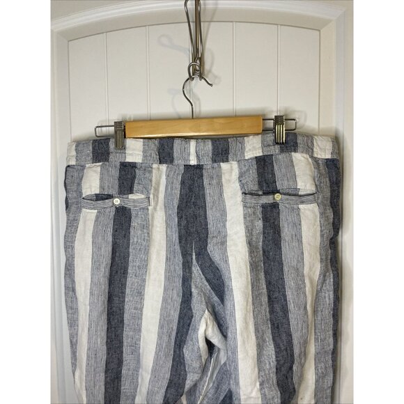 Allen Allen Women's XL Linen Pants Striped Wide Leg Beachy Coastal Boho - Picture 8 of 13